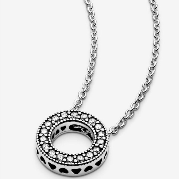 Pandora Logo Pave circle Collier necklace - Picture 3 of 11